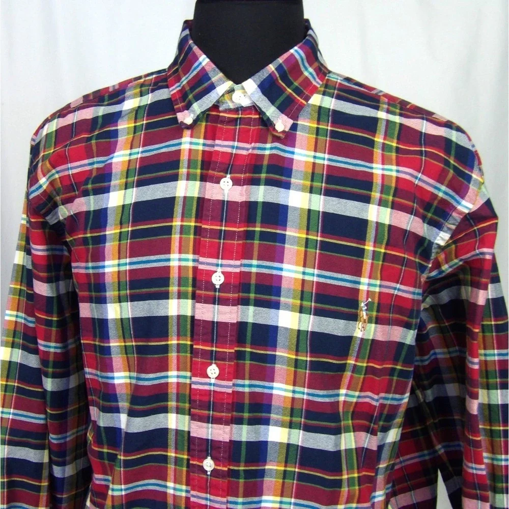 Polo Ralph Lauren Long Sleeved 100% Cotton Plaid Button Up‎ Shirt Men's XL Big